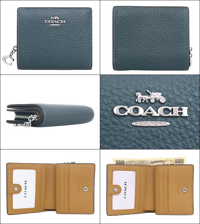 コーチ COACH 財布 二つ折り財布 FC2862 C2862 デニム ペブルド レザー C チャーム スナップ ラウンド ジップ ウォレット アウトレット レディース｜import-collection-yr｜02