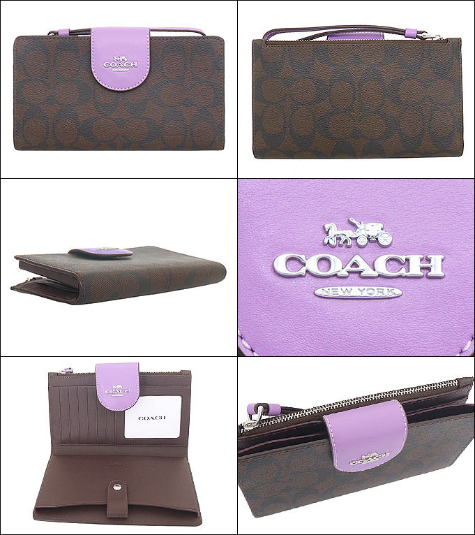 コーチ COACH 財布 長財布 FC2874 C2874 ブラウン×アイリス ラグジュアリー カラーブロック シグネチャー テック ウォレット アウトレット レディース｜import-collection-yr｜02