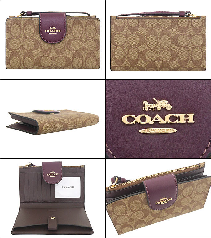 コーチ COACH 財布 長財布 FC2874 C2874 カーキ×ディープベリー