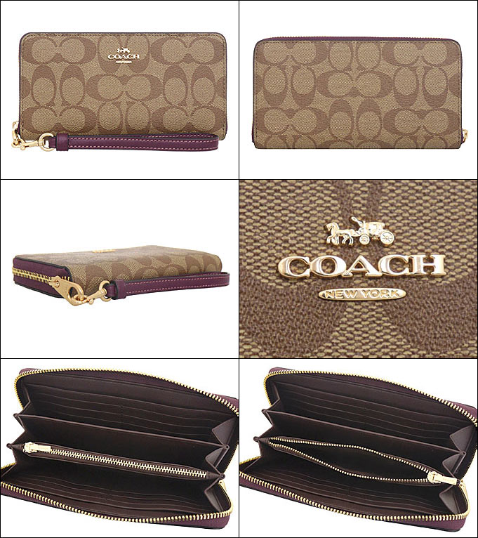 コーチ COACH 財布 長財布 FC4452 C4452 カーキ×ディープベリー シグネチャー ロング ジップ アラウンド ウォレット アウトレット  レディース : co-ko231006-4 : インポートコレクションYR - 通販 - Yahoo!ショッピング