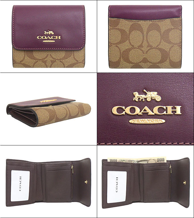 コーチ COACH 財布 三つ折り財布 FCE930 CE930 カーキ×ディープベリー