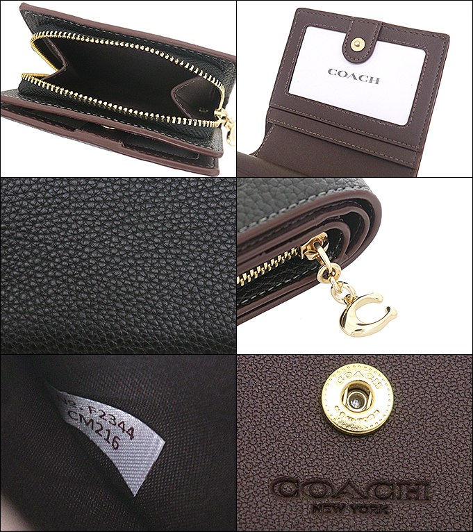 コーチ COACH 財布 二つ折り財布 FCM216 CM216 ブラック コーチ ヘリテージ ぺブルド レザー C チャーム ラウンド ジップ  ウォレット アウトレット レディース