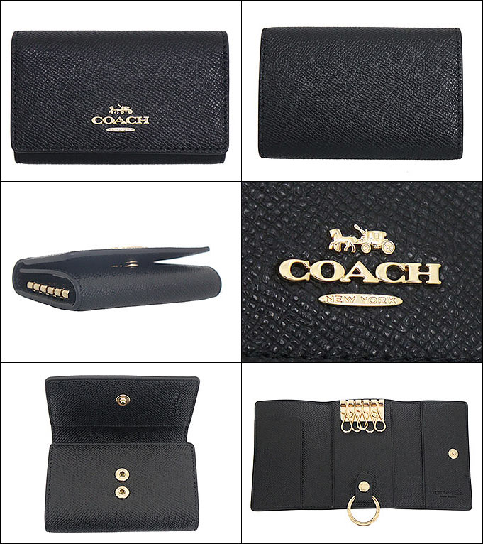 未使用 COACH 5連+キーリング 三つ折りキーケース F76741 ブラック COACH コーチ ☆COACH☆ ファイブ リング キーケース ブラック