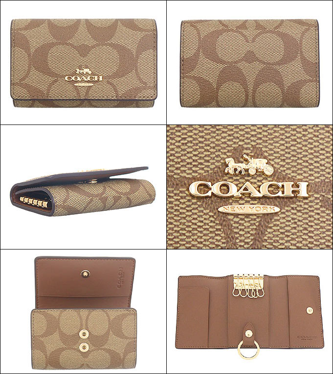 【期間限定ポイント2％】コーチ COACH 小物 キーケース F77998 77998 カーキ×サドル2 シグネチャー 5連 キーケース アウトレット レディース メンズ｜import-collection-yr｜02