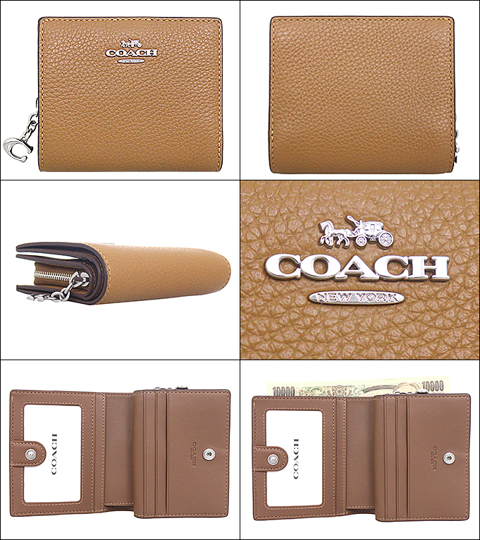 コーチ COACH 財布 二つ折り財布 FC2862 C2862 ライトサドル ペブルド レザー C チャーム スナップ ラウンド ジップ ウォレット アウトレット レディース | COACH | 01