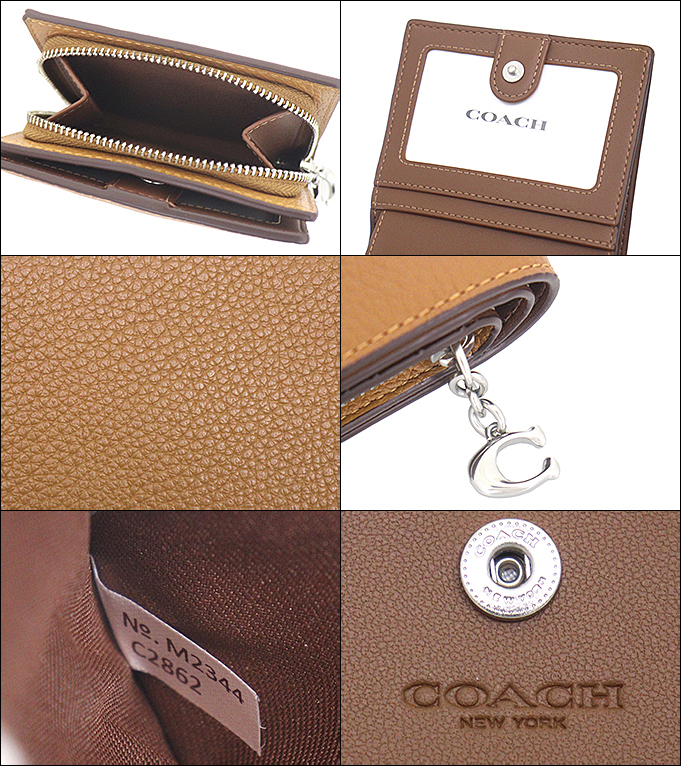 コーチ COACH 財布 二つ折り財布 FC2862 C2862 ライトサドル ペブルド レザー C チャーム スナップ ラウンド ジップ ウォレット アウトレット レディース | COACH | 02