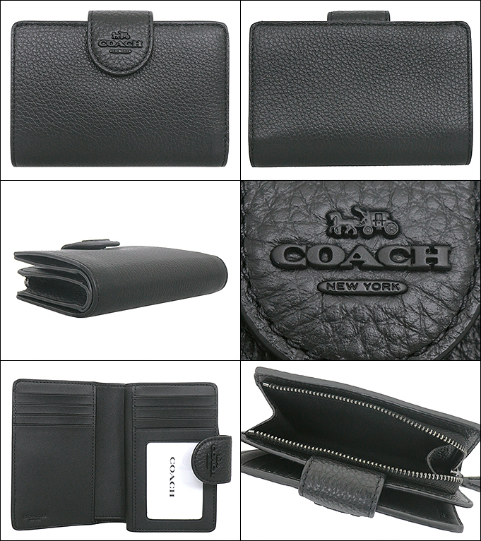 コーチ COACH 財布 二つ折り財布 FCP417 CP417 ブラック リファインド ペブルド レザー ミディアム コーナー ジップ ウォレット アウトレット レディース｜import-collection-yr｜02