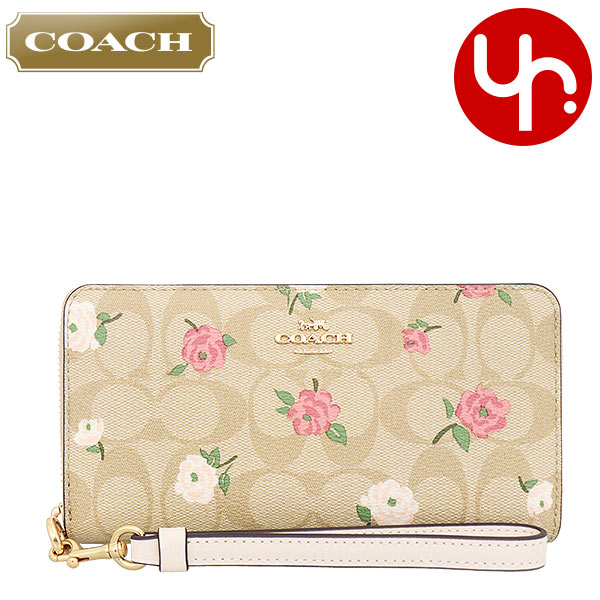 【72時間限定ポイント5％】コーチ COACH 財布 長財布 FCR966 CR966 ライトカーキ×チョークマルチ シグネチャー フラワー ウォレット アウトレット レディース :co ko240329 11:インポートコレクションYR