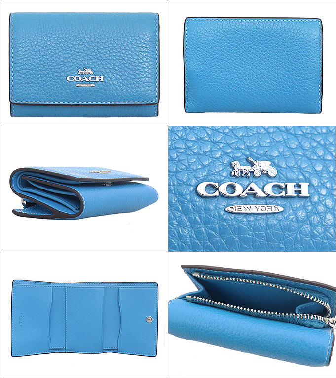 COACH / マイクロウォレット/3つ折り財布/レザー/BLU/無地/レディース/CM238 COACH コーチ 財布 三つ折り財布 FCM238 CM238 ブライトブルー