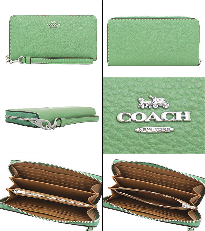 コーチ COACH 財布 長財布 FC4451 C4451 ソフトグリーン ラグジュアリー ペブルド レザー ロング ウォレット （ストラップ付き）  アウトレット レディース : co-ko240508-4 : インポートコレクションYR - 通販 - Yahoo!ショッピング