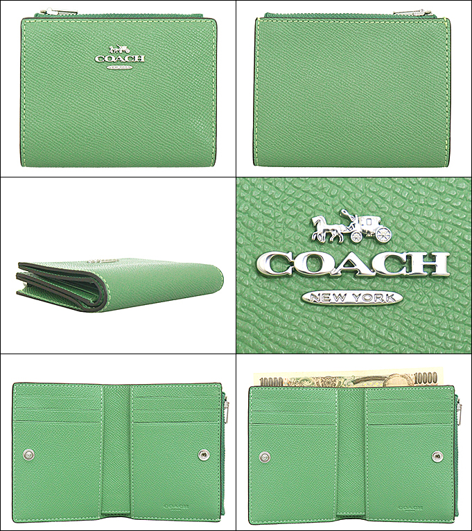 コーチ COACH 財布 二つ折り財布 FCR983 CR983 ソフトグリーン クロスグレーン レザー ビルフォールド ウォレット アウトレット  レディース : co-ko240508-7 : インポートコレクションYR - 通販 - Yahoo!ショッピング