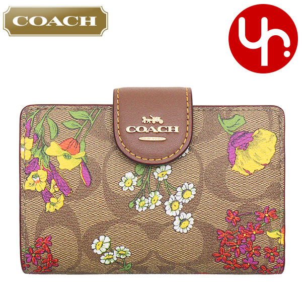 【48時間限定ポイント5％】コーチ COACH 財布 二つ折り財布 FCR935 CR935 カーキマルチ フローラル プリント シグネチャー キャンバス  アウトレット レディース｜import-collection-yr