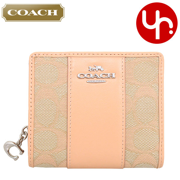 コーチ COACH 財布 二つ折り財布 FCT980 CT980 フェイデッドブラッシュ シグネチャー ジャカード レザー C チャーム ジップ ウォレット アウトレット レディース