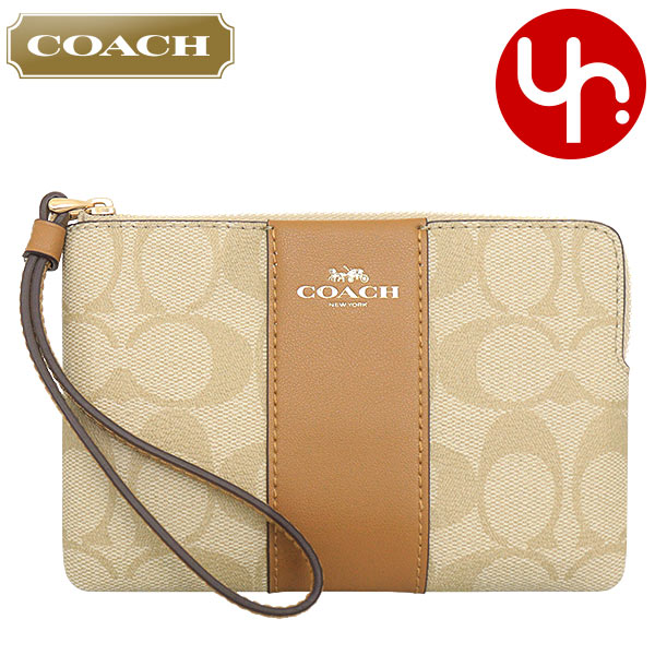 Yahoo! Yahoo!ショッピング(ヤフー ショッピング)コーチ COACH 小物 ポーチ FCS602 CS602 ライトカーキ×ライトサドル シグネチャー キャンバス リサイクル レザー リストレット アウトレット レディース