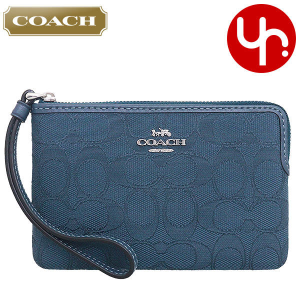 Yahoo! Yahoo!ショッピング(ヤフー ショッピング)コーチ COACH 小物 ポーチ FCW862 CW862 デニム×ダークデニム シグネチャー ジャカード リサイクル ポリエステル リストレット アウトレット レディース