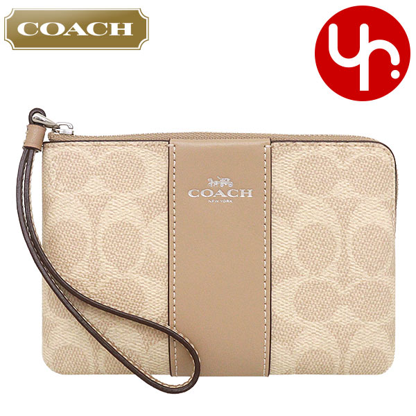 Yahoo! Yahoo!ショッピング(ヤフー ショッピング)【48時間限定ポイント2％】コーチ COACH 小物 ポーチ FCW854 CW854 サンド×トープ シグネチャー コーテッド キャンバス レ  アウトレット レディース