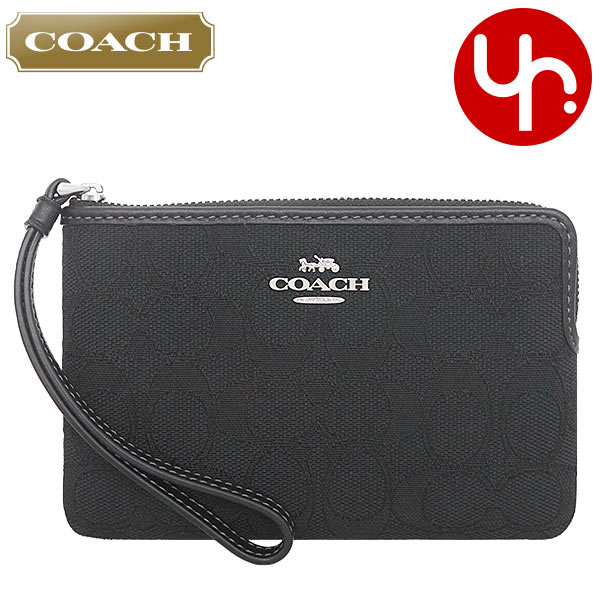 Yahoo! Yahoo!ショッピング(ヤフー ショッピング)コーチ COACH 小物 ポーチ FCW862 CW862 ブラック×ブラック シグネチャー ジャカード コットン リサイクル ポリエステル リストレット アウトレット レディース