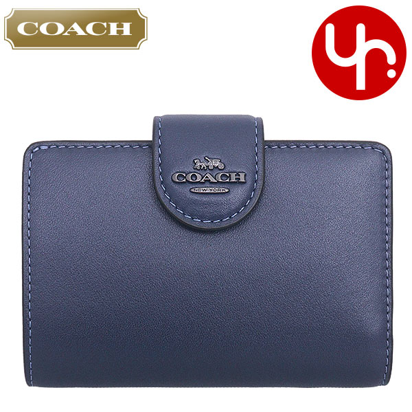 コーチCOACH レディース 二つ折り財布 ネイビーゴールド金具