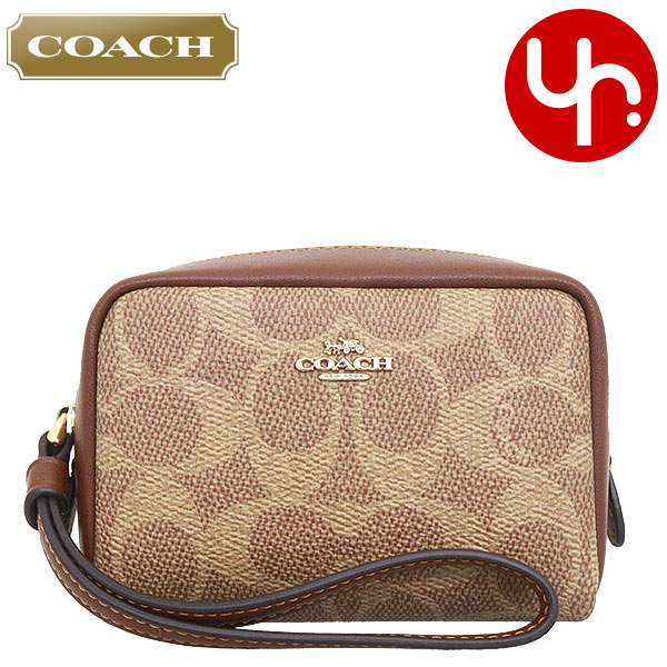 Yahoo! Yahoo!ショッピング(ヤフー ショッピング)【24時間限定ポイント5％】コーチ COACH 小物 ポーチ FCW907 CW907 タン×ブラウン シグネチャー コーテッド キャンバス レザー   アウトレット レディース