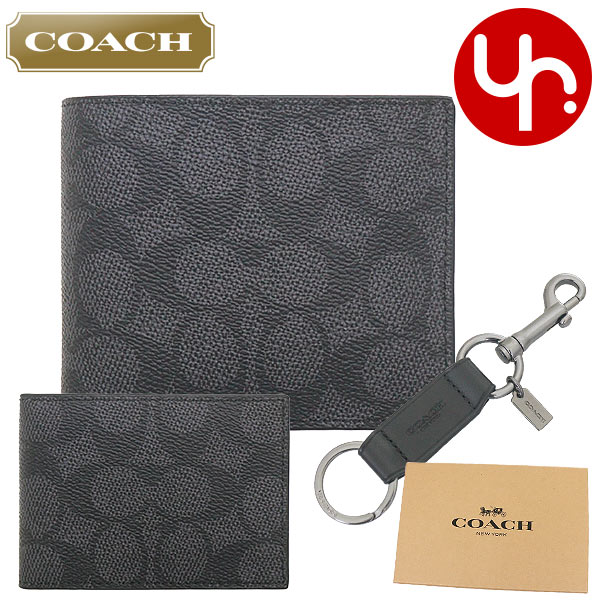 【国内発】コーチ CW344 二つ折り財布 カードケース キーリング COACH コーチ 財布 二つ折り財布 FCW344 CW344 チャコール