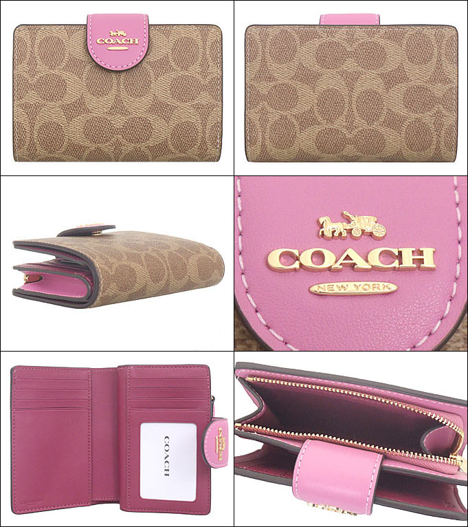 COACH コーチ 財布 二つ折り財布 FCW786 CW786 タン×フューシャ