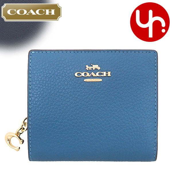 コーチ COACH 財布 二つ折り財布 FC2862 C2862 パシフィックブライトミネラル ペブルド レザー C チャーム ジップ ウォレット アウトレット レディース | COACH