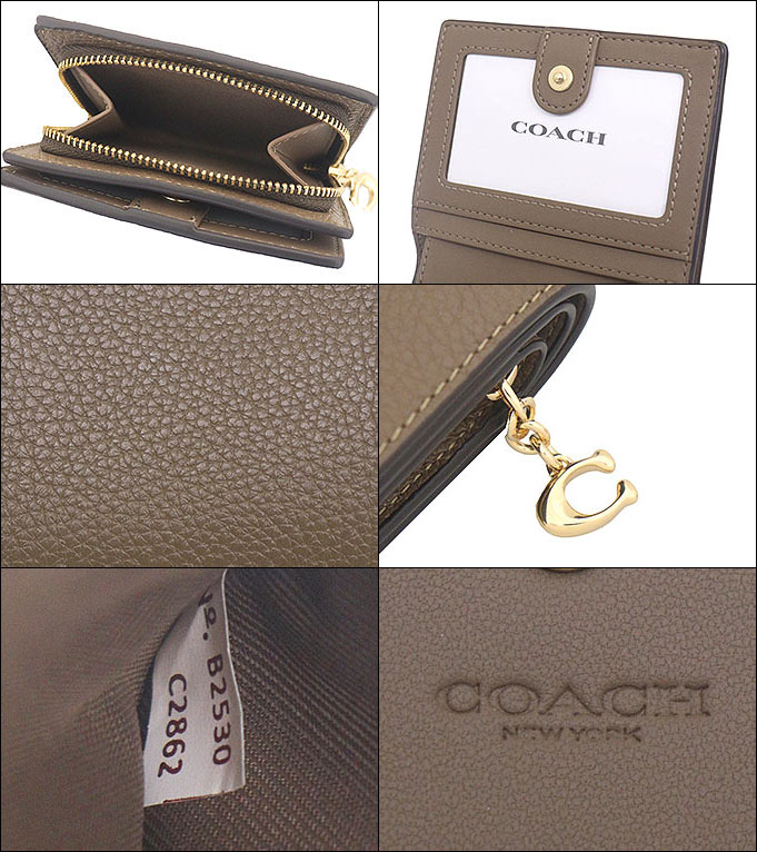 コーチ COACH 財布 二つ折り財布 FC2862 C2862 ダークストーン ペブルド レザー C チャーム スナップ ラウンド ジップ ウォレット アウトレット レディース | COACH | 02