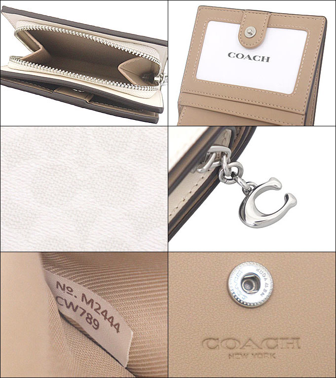 コーチ COACH 財布 二つ折り財布 FCW789 CW789 ホワイト×チョーク シグネチャー コーテッド キャンバス レザー スナップ ウォレット アウトレット レディース | COACH | 02