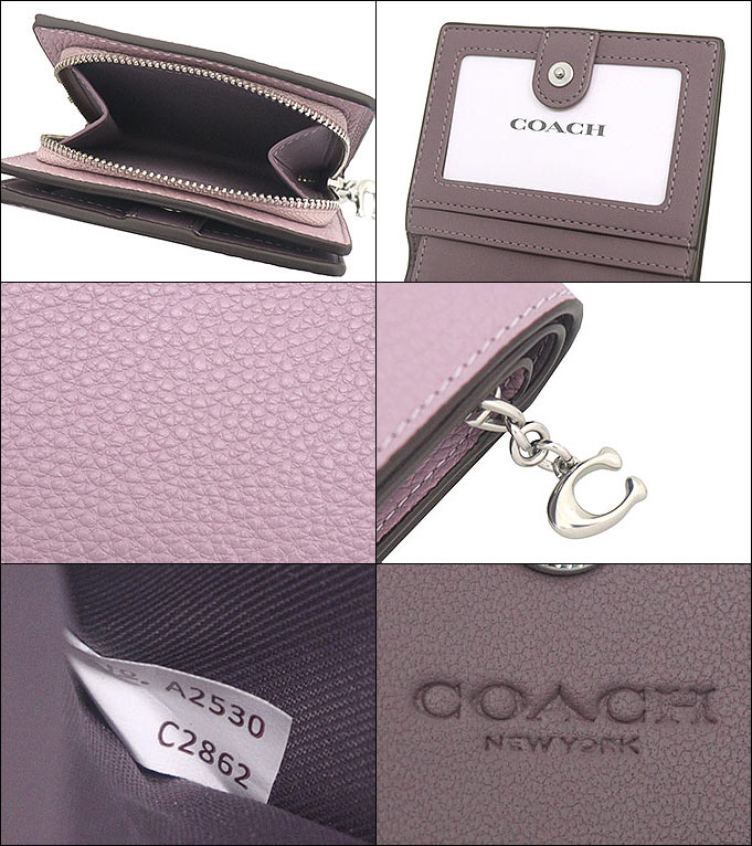 【48時間限定ポイント3％】コーチ COACH 財布 二つ折り財布 FC2862 C2862 ライラック ペブルド レザー C チャーム スナップ  アウトレット レディース | COACH | 02