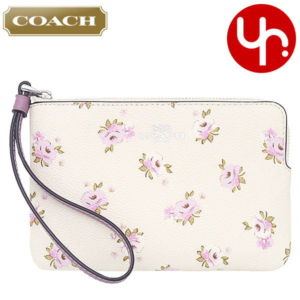 Yahoo! Yahoo!ショッピング(ヤフー ショッピング)コーチ COACH 小物 ポーチ FCAL72 CAL72 チョークマルチ ペブルド レザー フローラル プリント コーナー ジップ リストレット アウトレット レディース