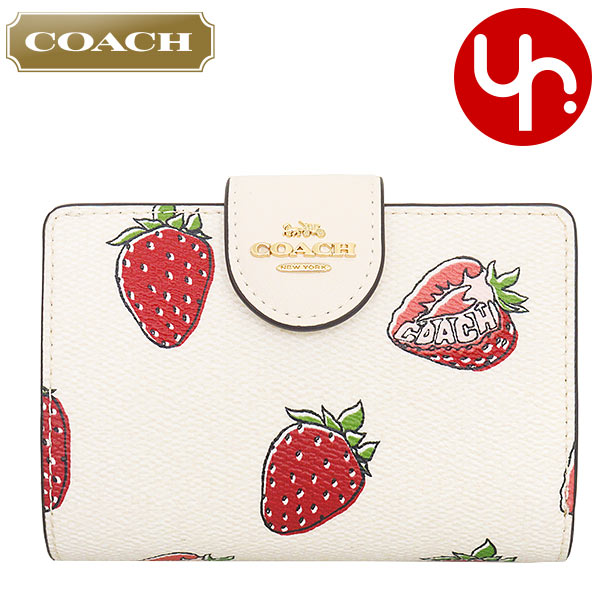 コーチ 二つ折り財布 いちご　シグネチャー　レザー　PVC チャーム　刻印 COACH コーチ 財布 二つ折り財布 FCAP04 FCAP02 FCAP01