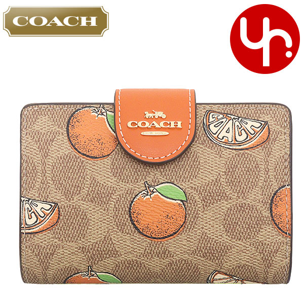 オレンジ柄☆【COACH】シグネチャーキャンバスジップウォレット 公式】コーチアウトレット | ミディアム コーナー ジップ