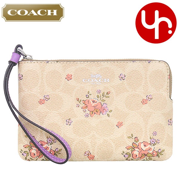 Yahoo! Yahoo!ショッピング(ヤフー ショッピング)コーチ COACH 小物 ポーチ FCAQ59 CAQ59 サンドマルチ シグネチャー コーテッド キャンバス フローラル プリント リストレット アウトレット レディース