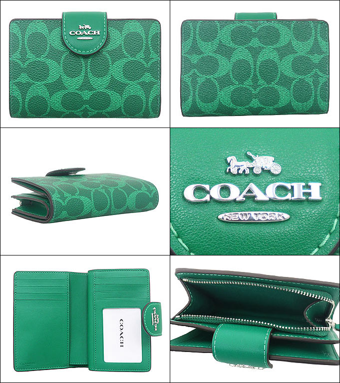 COACH コーチ CW786 二つ折り財布 シグネチャー　キャンバス COACH コーチ 財布 二つ折り財布 FCW786 CW786 ブライトジェイド