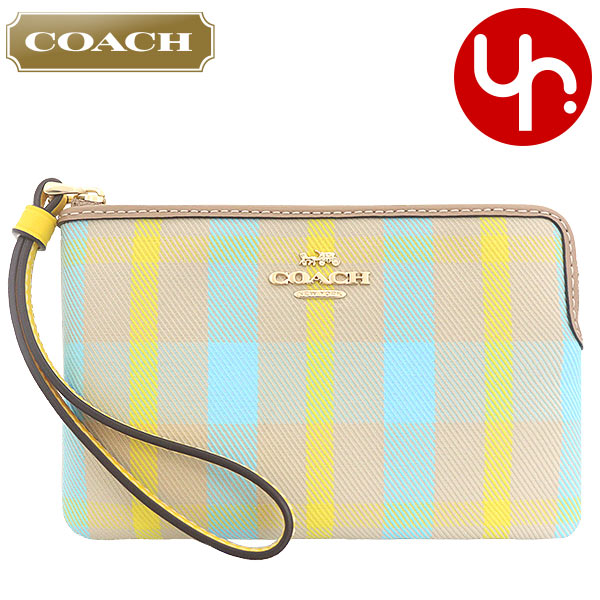 Yahoo! Yahoo!ショッピング(ヤフー ショッピング)コーチ COACH 小物 ポーチ FCBP18 CBP18 ブライトメイズマルチ プラッド キャンバス コーナー ジップ リストレット アウトレット レディース