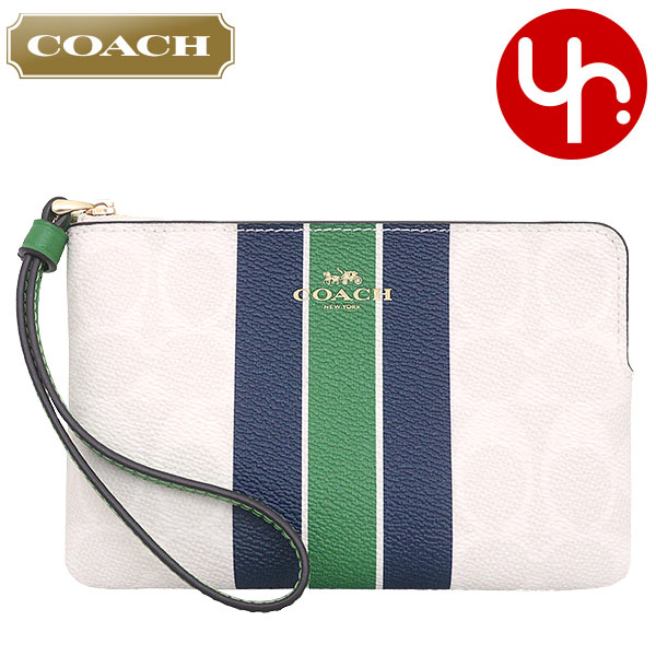 Yahoo! Yahoo!ショッピング(ヤフー ショッピング)コーチ COACH 小物 ポーチ FCBP19 CBP19 チョーク×ケリーマルチ シグネチャー ヴァーシティ ストライプ コーナー ジップ リストレット アウトレット レディース