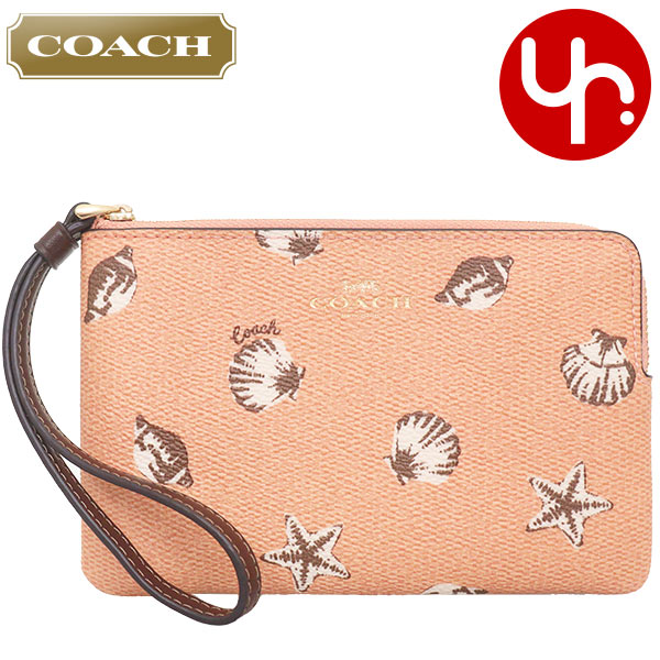 Yahoo! Yahoo!ショッピング(ヤフー ショッピング)コーチ COACH 小物 ポーチ FCBP23 CBP23 コーラル×メープル シェル プリント コーテッド キャンバス コーナー ジップ リストレット アウトレット レディース