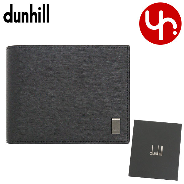 ダンヒル Dunhill 財布 二つ折り財布 DU19F2F32SG ブラック サイドカー レザー ガンメタル ロゴ プレート コインパース ビルフォールド ウォレット メンズ｜import-collection-yr