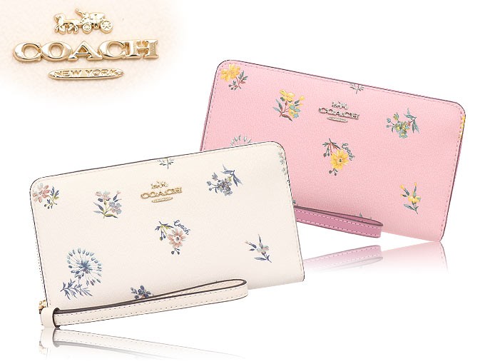 COACH LARGE PHONE WALLET WITH DANDELION FLORAL PRINT 2877