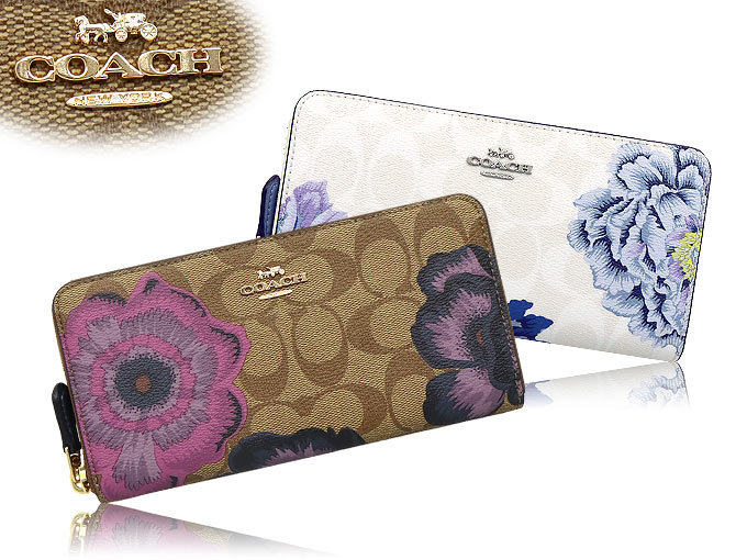✨極美品✨ coach コーチ 長財布 バックファスナー シボ革 レディース COACH 国内発送 コーチ 財布 レディース 長財布 シグネチャー