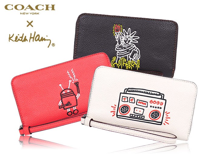 コーチ COACH 財布 二つ折り財布 F12187 ブラック コーチ×キース・ヘリング Keith Haring コラボ ペブルド レザー フォン  ウォレット アウトレット レディース :co-ko170822-7:インポートコレクションYR - 通販 - Yahoo!ショッピング