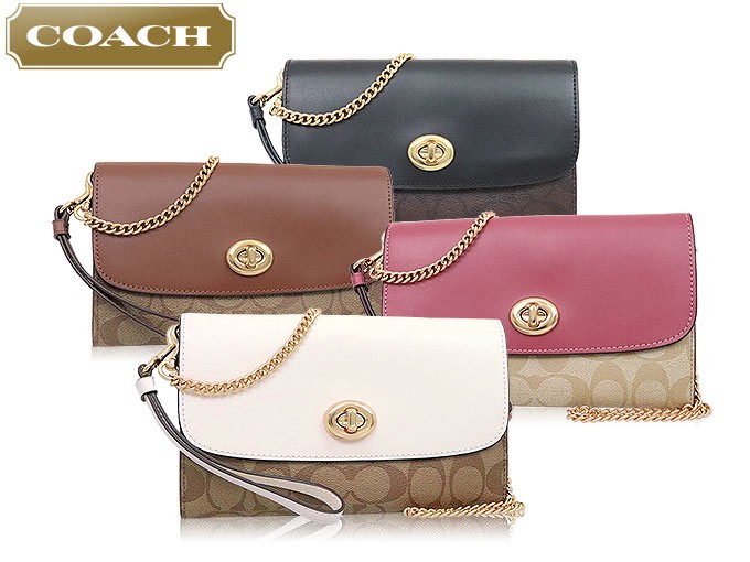 コーチ COACH バッグ ショルダーバッグ F24280 カーキ×チョーク ラグジュアリー シグネチャー PVC レザー チェーン クロスボディー  アウトレット レディース