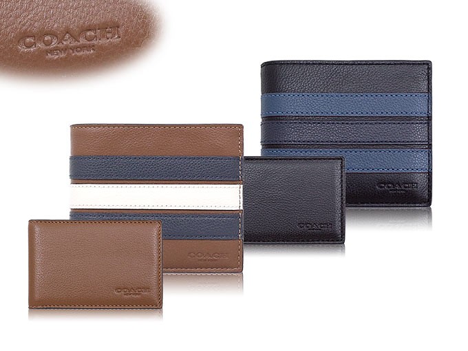 新品☆COACH(コーチ)折り財布　メンズ　ネイビー レザー 折り財布 新品☆COACH コーチ 折り財布 メンズ ネイビー ブルー レザー