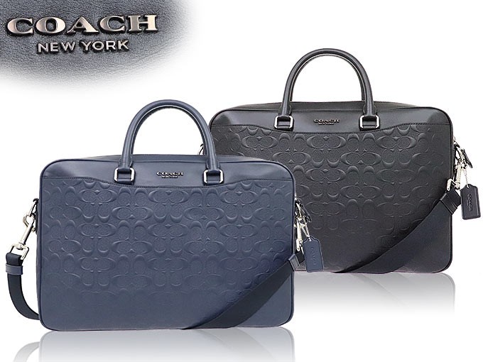 コーチ COACH バッグ ビジネスバッグ F72977 ブラック ベケット デボスド シグネチャー クロスグレーン レザー スリム ブリーフ ケース  メンズ レディース