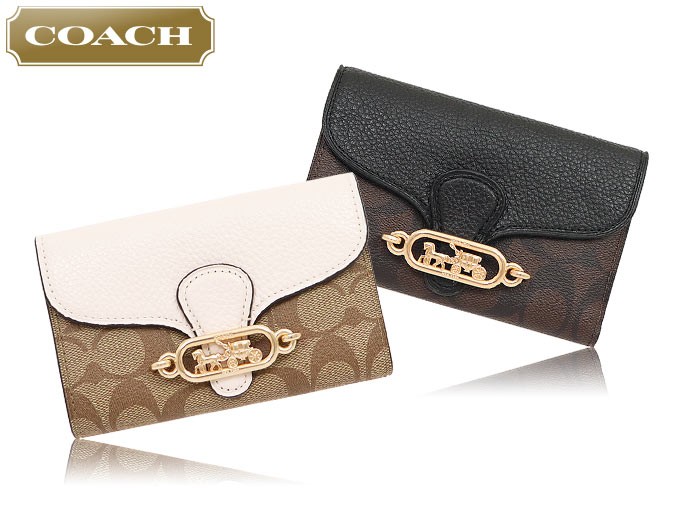 COACH コーチ MED GRC WALLET 三つ折り財布 ブラック 純正ファッション