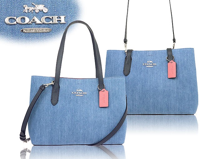 コーチ COACH バッグ トートバッグ F91140 デニム×ブライトコーラル