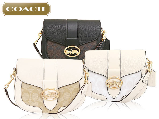 コーチ COACH バッグ ショルダーバッグ FC2806 C2806 ライトカーキ×チョーク シグネチャー PVC レザー ジョージー サドル  バッグ アウトレット レディース