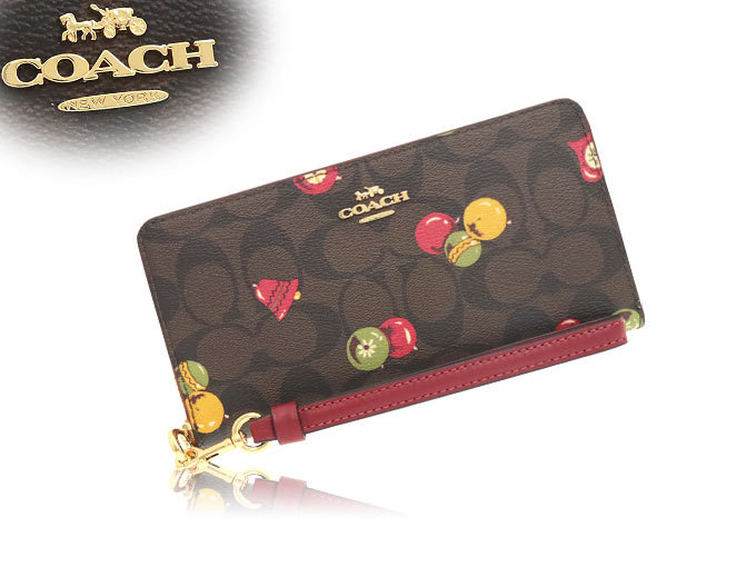 COACH 　長財布 　マルチライン COACH コーチ 財布 長財布 FC7411 C7411 ブラウン×ブラック