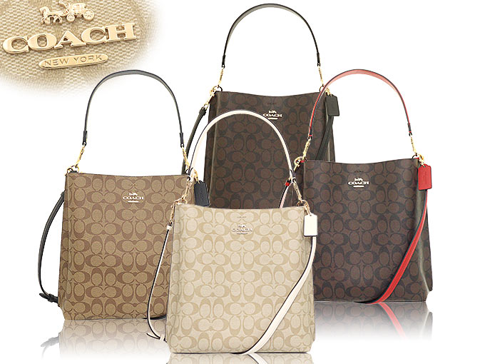 コーチ COACH バッグ ショルダーバッグ FCA561 CA561 ブラウン×1941レッド シグネチャー PVC レザー モリー バケット  バッグ アウトレット レディース