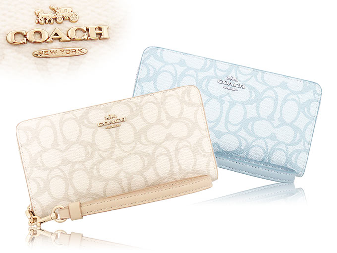 Coach ロゴパターン ポーチ グレー/アイボリー コーチ アウトレット ショルダーバッグ レディース シグネチャー